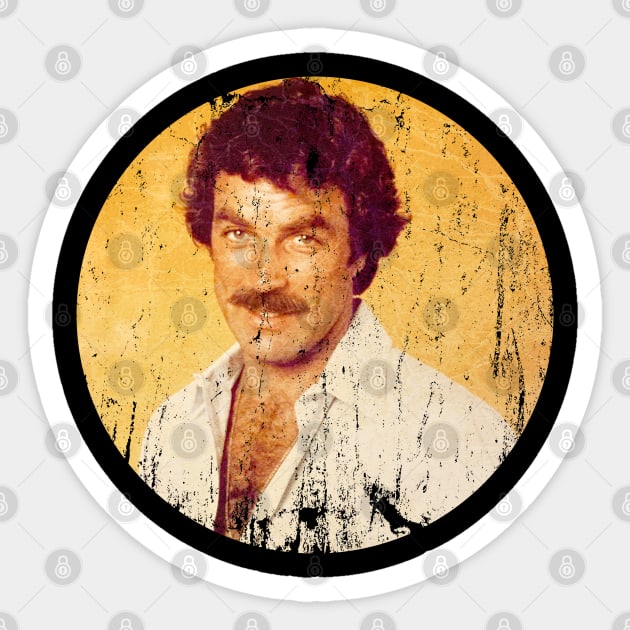 Cool Pose Tom Selleck Vintage Sticker by lordwand